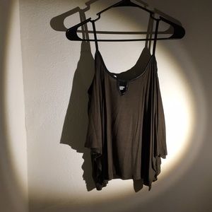Leather spaghetti strap loose crop top
